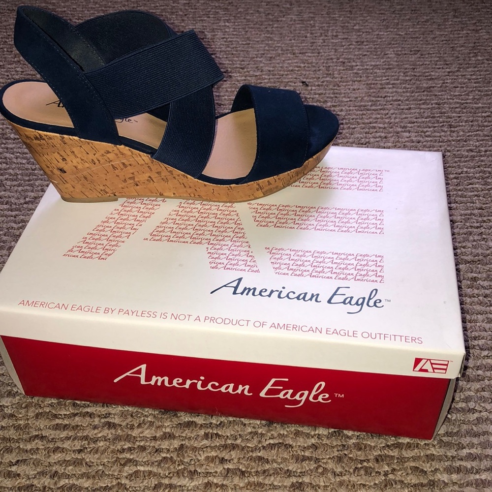 Blue Strappy Wedges